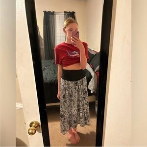 Elegant Black and White Paisley Skirt